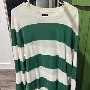 Men’s GAP Green and White Striped Sweater